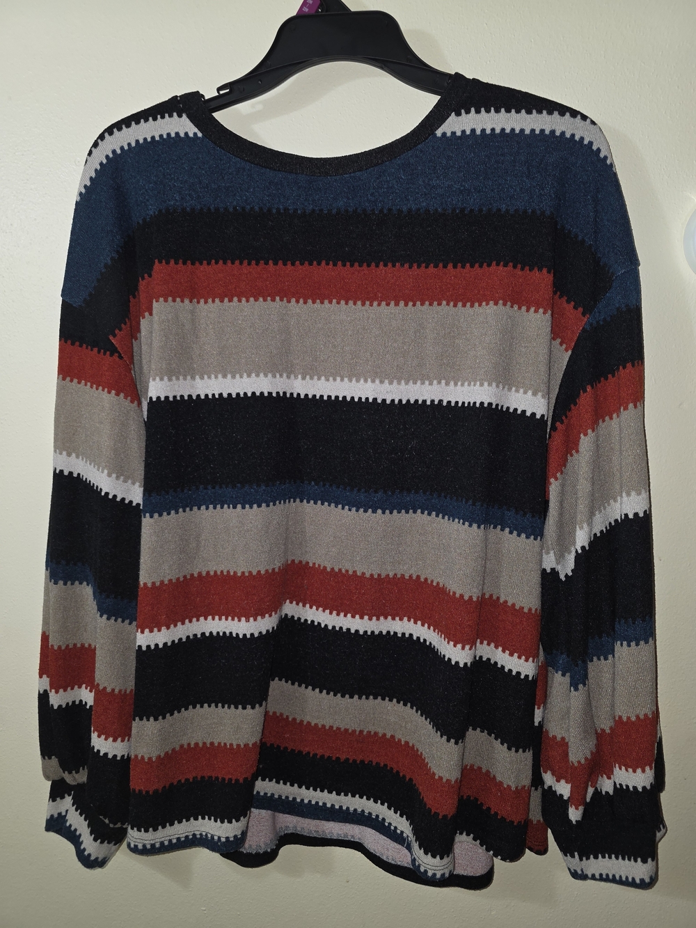 Women's Striped Crewneck Sweater in Navy, Red, Gray, Black